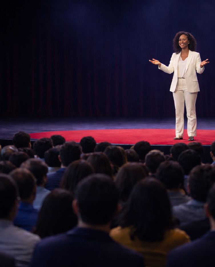 Presenter speaking to a group