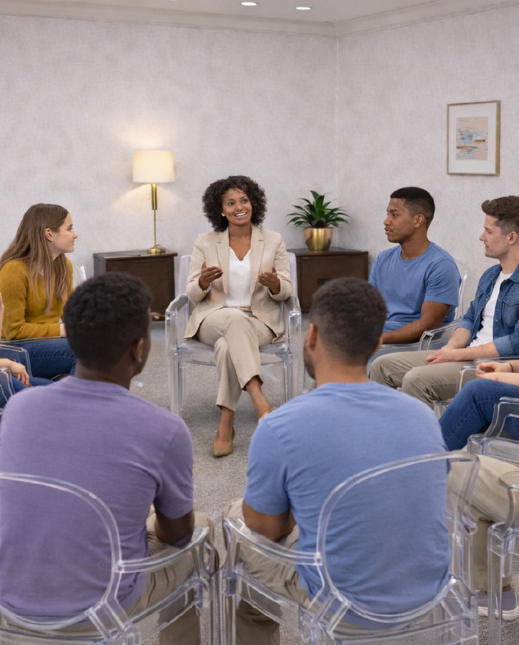Group of diverse college students in a seminar